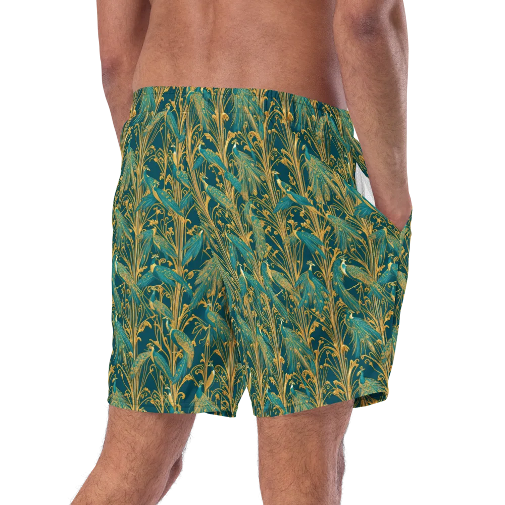Gilded Peacock on Swim Trunks — Right Back