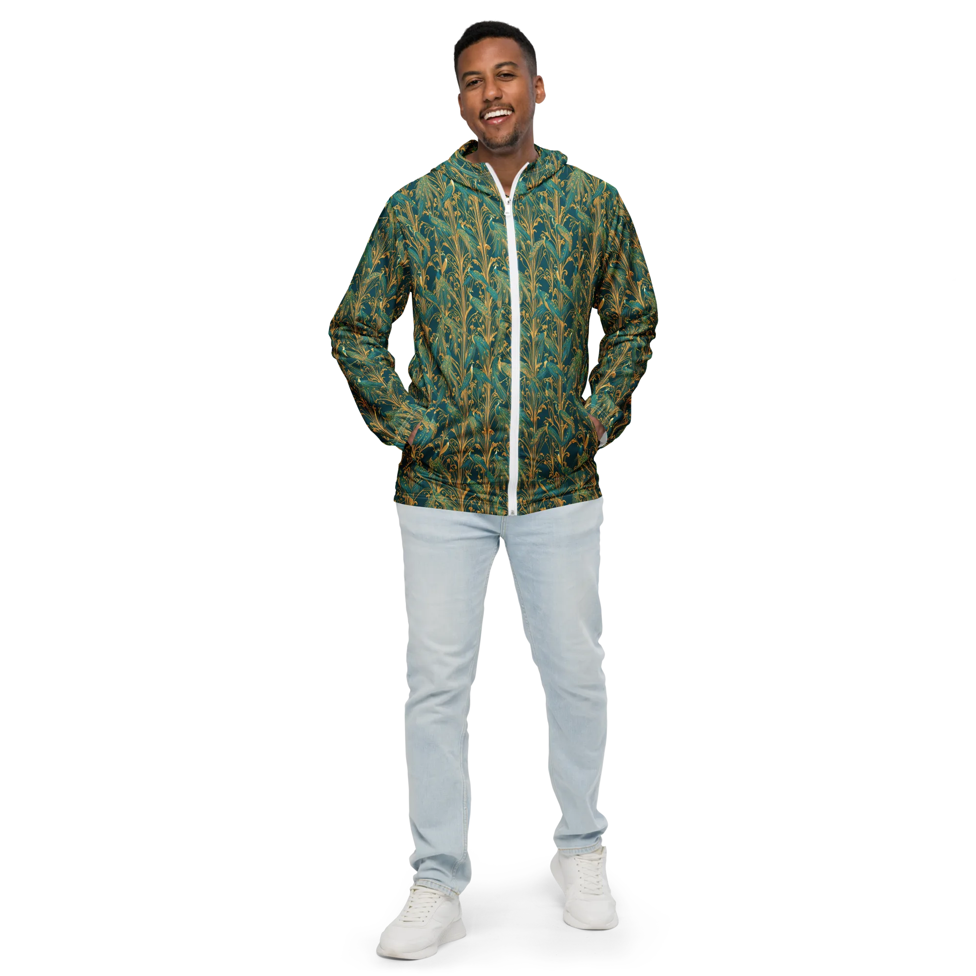 Gilded Peacock on Men's Windbreaker — Front