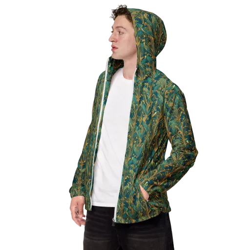 Gilded Peacock on a Men's Windbreaker