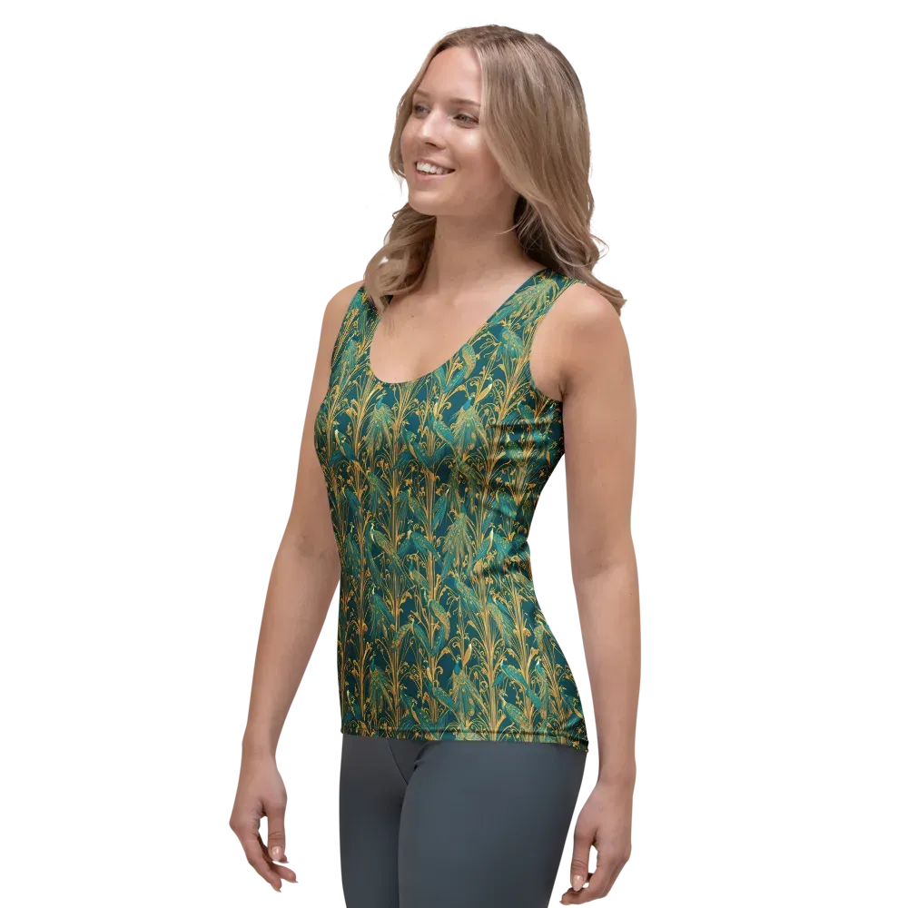Gilded Peacock on Women's Tank Top — Left Front