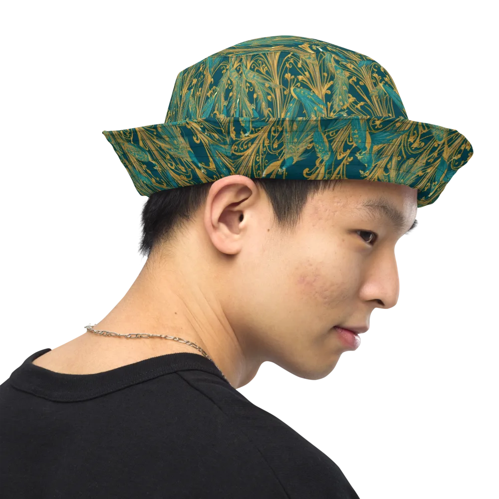 Gilded Peacock on Reversible Bucket Hat — Right Outside