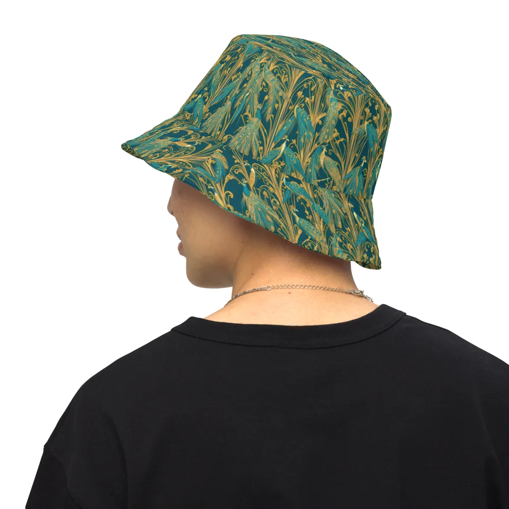 Gilded Peacock on Reversible Bucket Hat — Back Inside