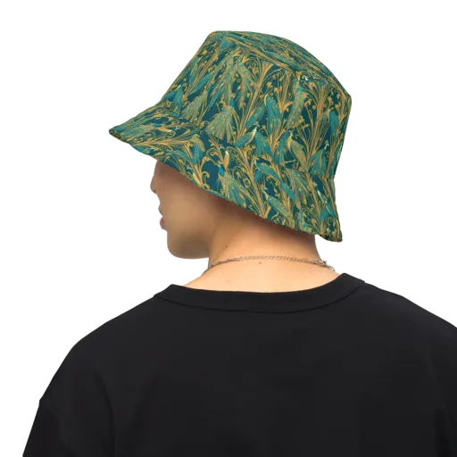 Gilded Peacock on a Reversible Bucket Hat