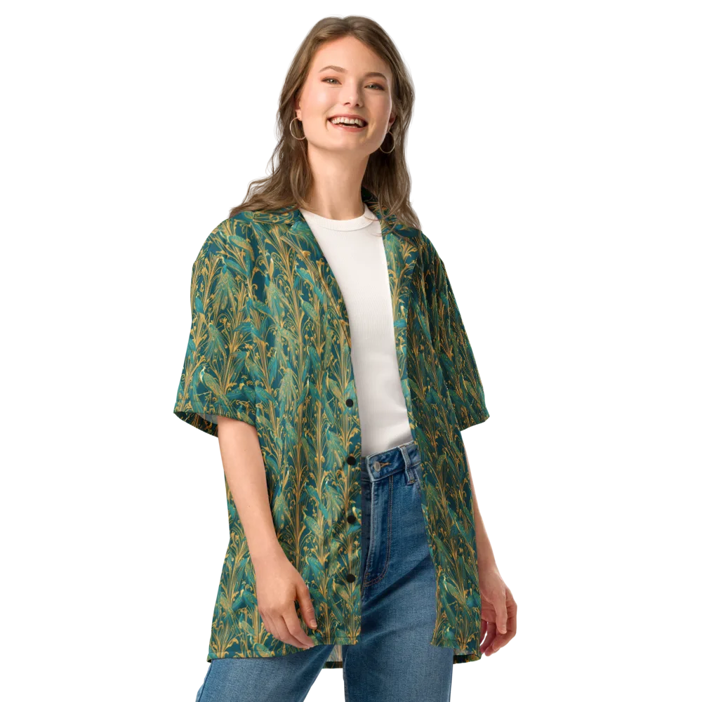 Gilded Peacock on Button Shirt — Front