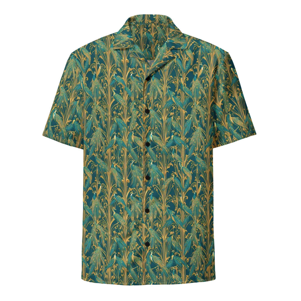 Gilded Peacock on Button Shirt — Front
