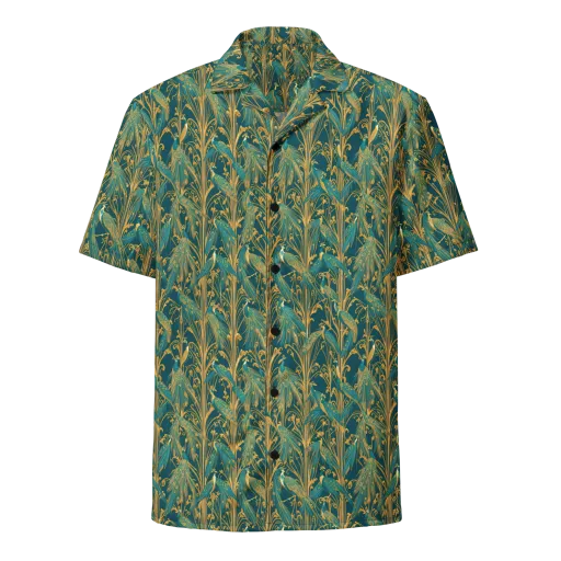 Gilded Peacock on a Button Shirt