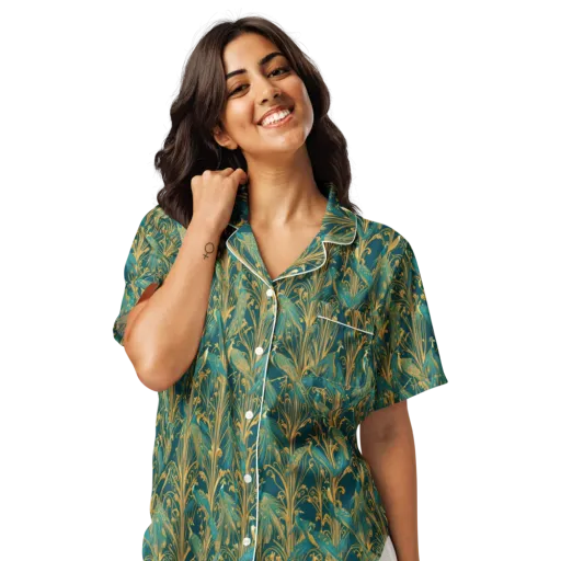 Gilded Peacock on a Women's Short Sleeve Pajama Top