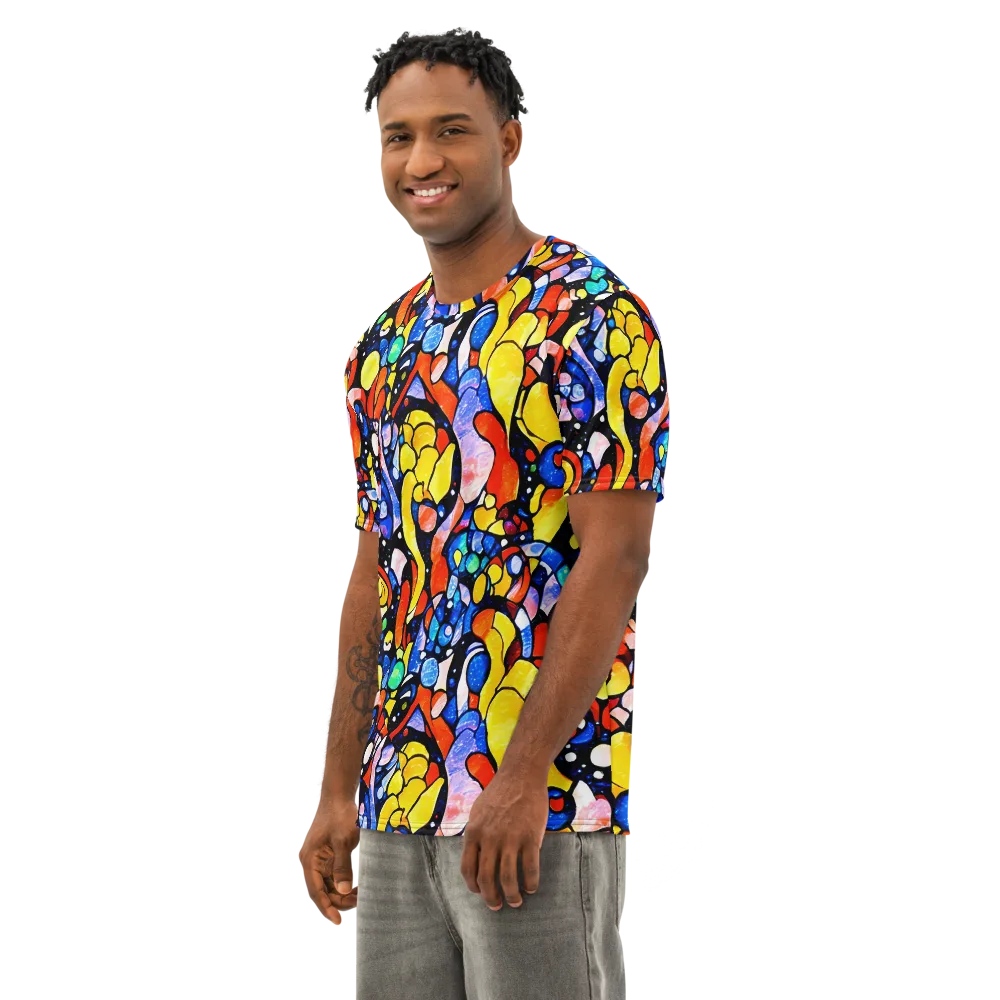 Supernova Symphony on Men's Cotton Crew Neck T-Shirt — Left Front