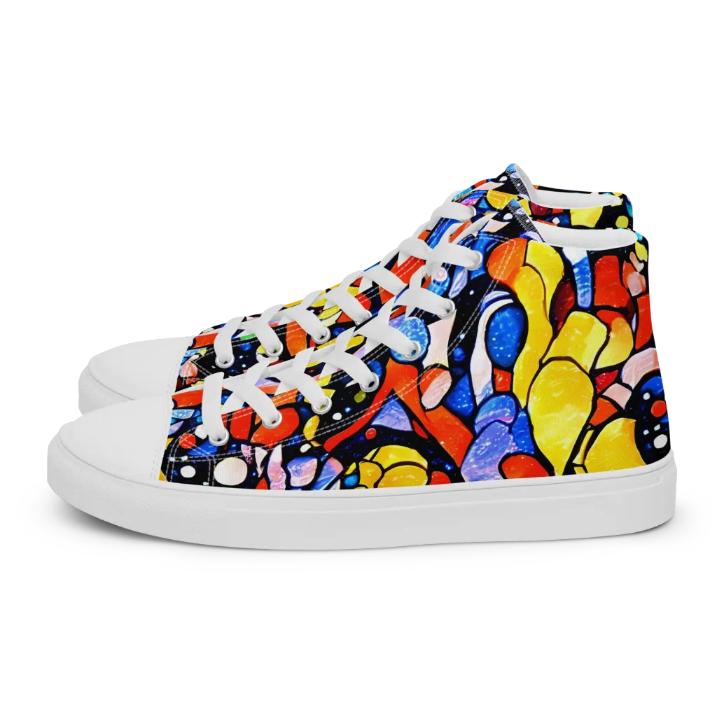 Supernova Symphony on Men's High Top Canvas Shoes — Left