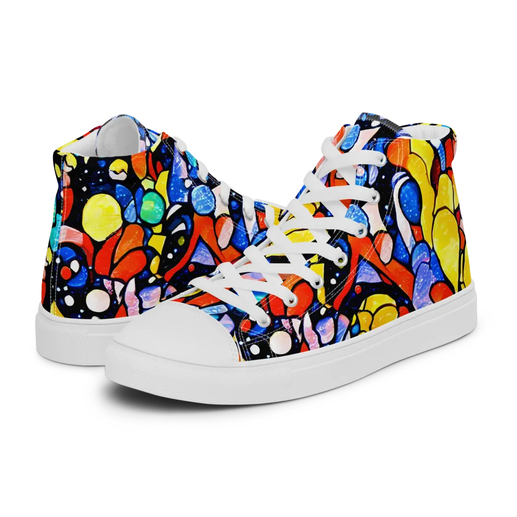 Supernova Symphony on Men's High Top Canvas Shoes — Left