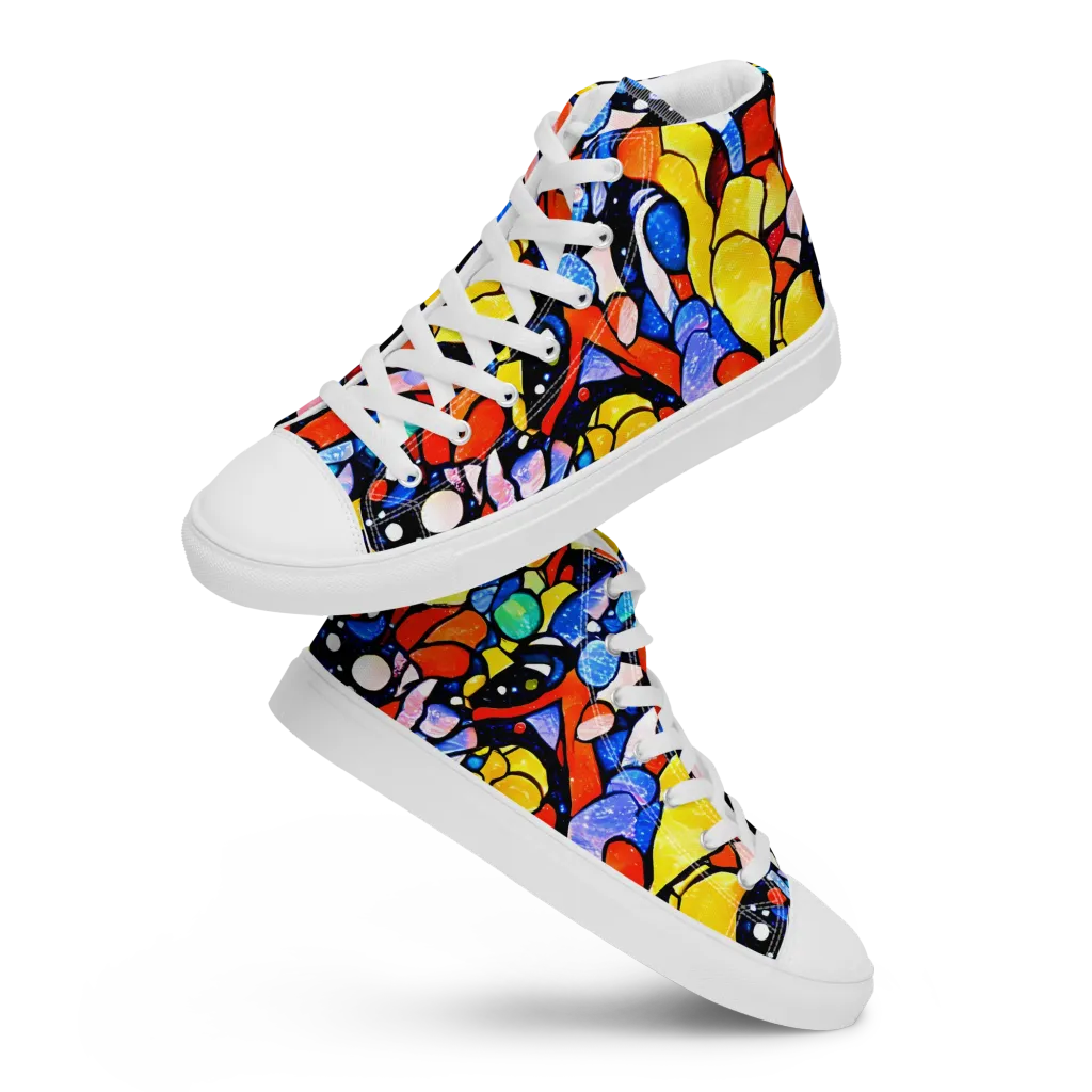 Supernova Symphony on Men's High Top Canvas Shoes — Front