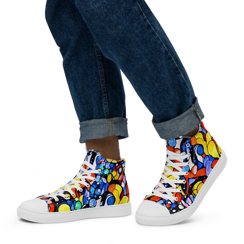 Supernova Symphony on Men's High Top Canvas Shoes — Left