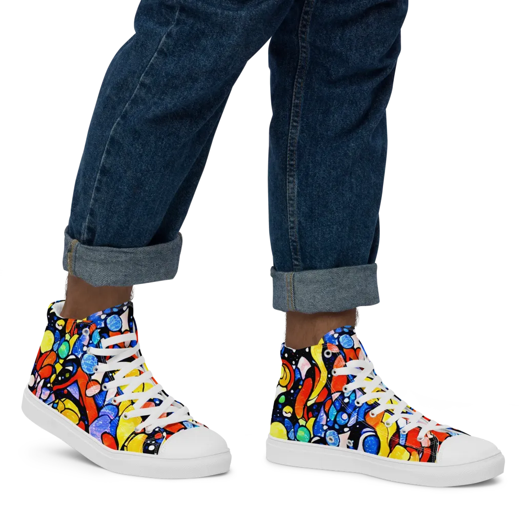 Supernova Symphony on Men's High Top Canvas Shoes — Right