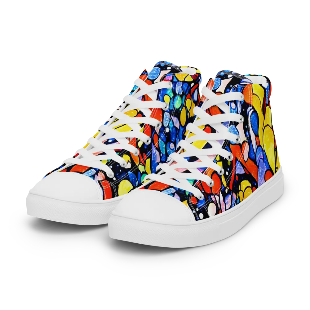 Supernova Symphony on Women's High Top Canvas Shoes — Left Front