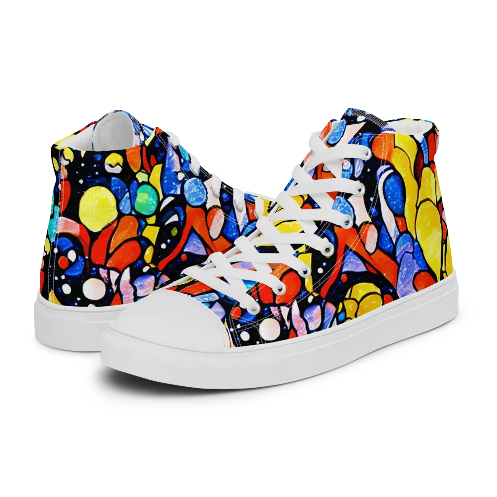 Supernova Symphony on Women's High Top Canvas Shoes — Left