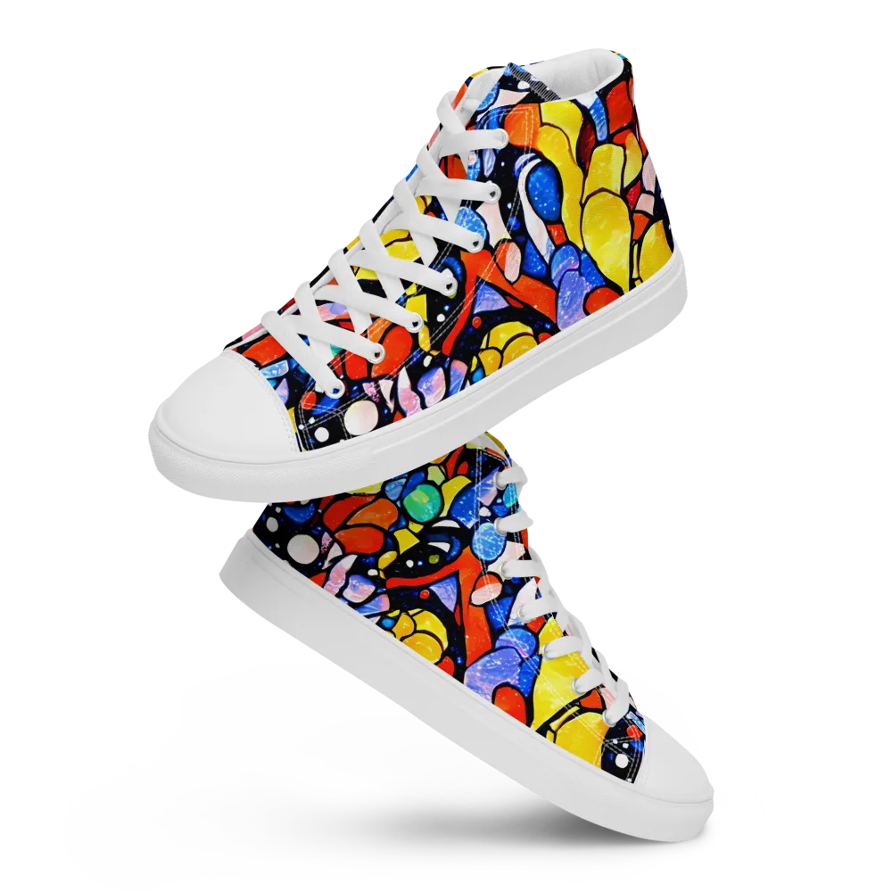 Supernova Symphony on Women's High Top Canvas Shoes — Front