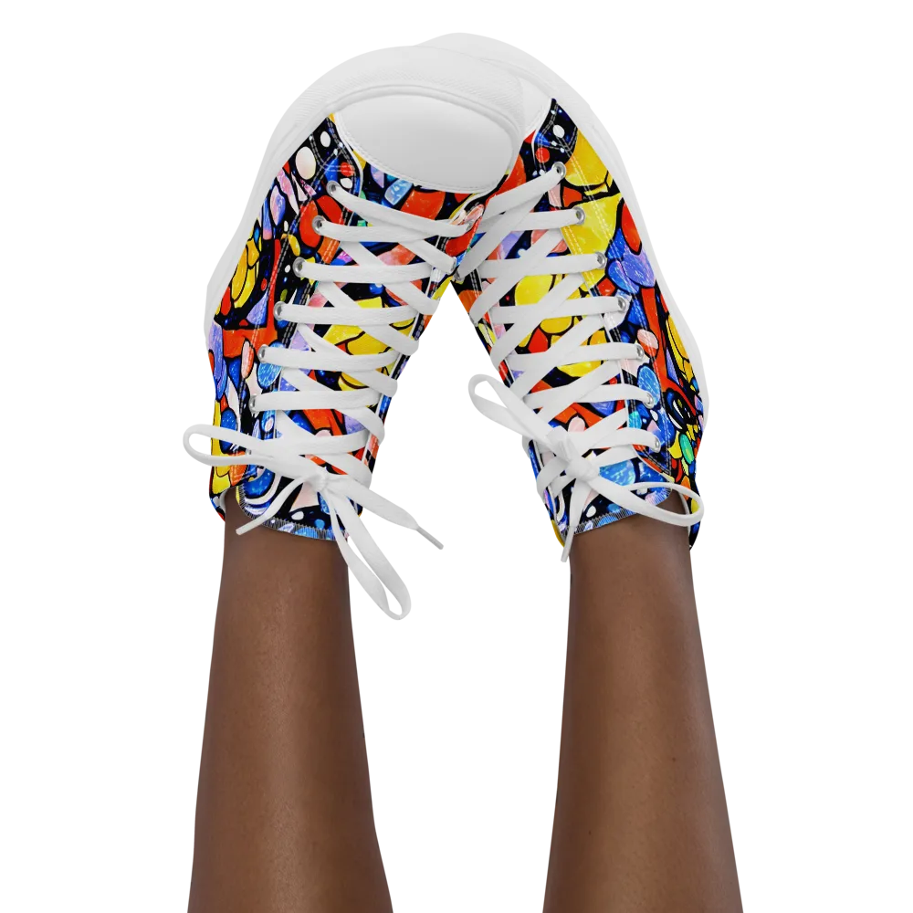 Supernova Symphony on Women's High Top Canvas Shoes — Front