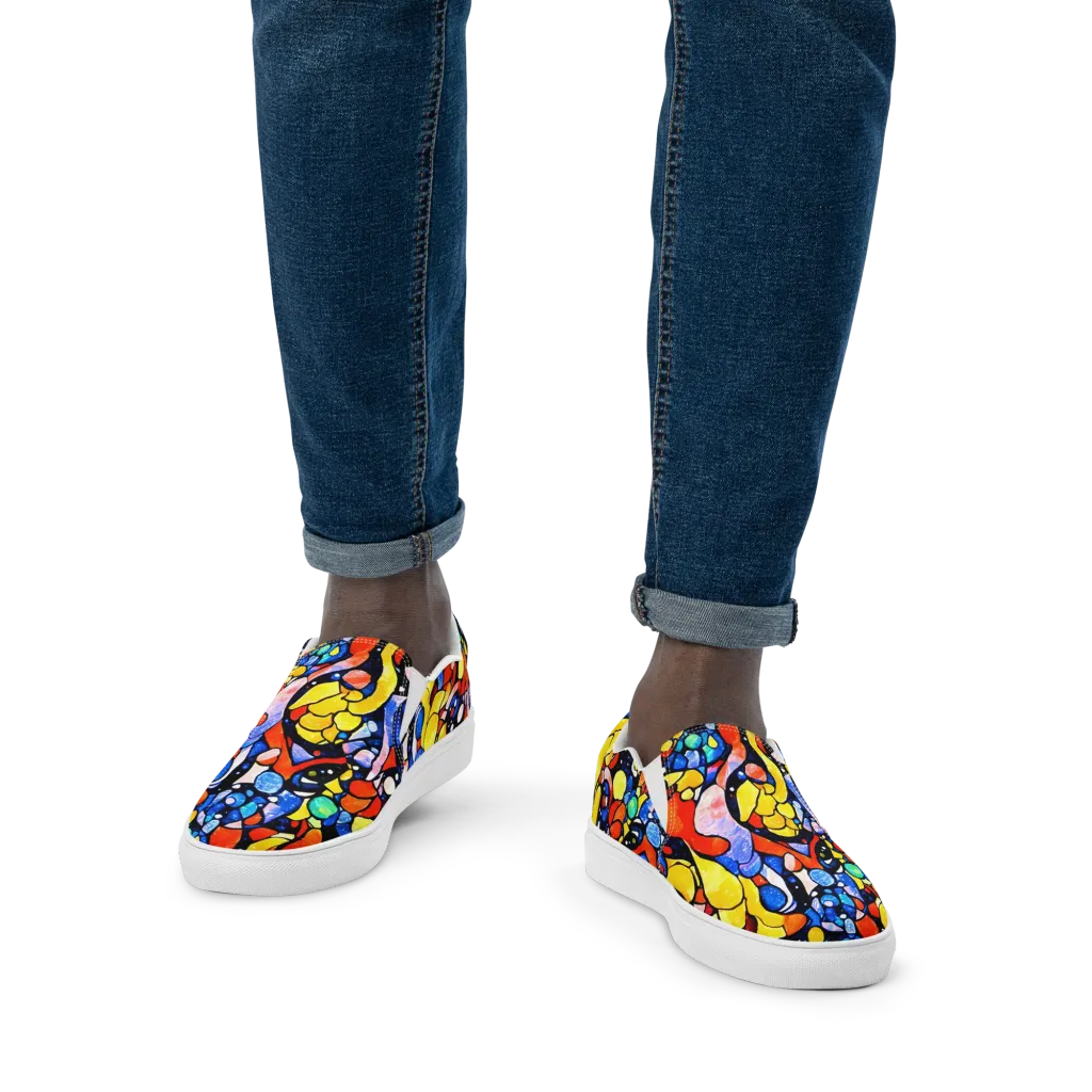 Supernova Symphony on Men's Slip-On Canvas Shoes — Front