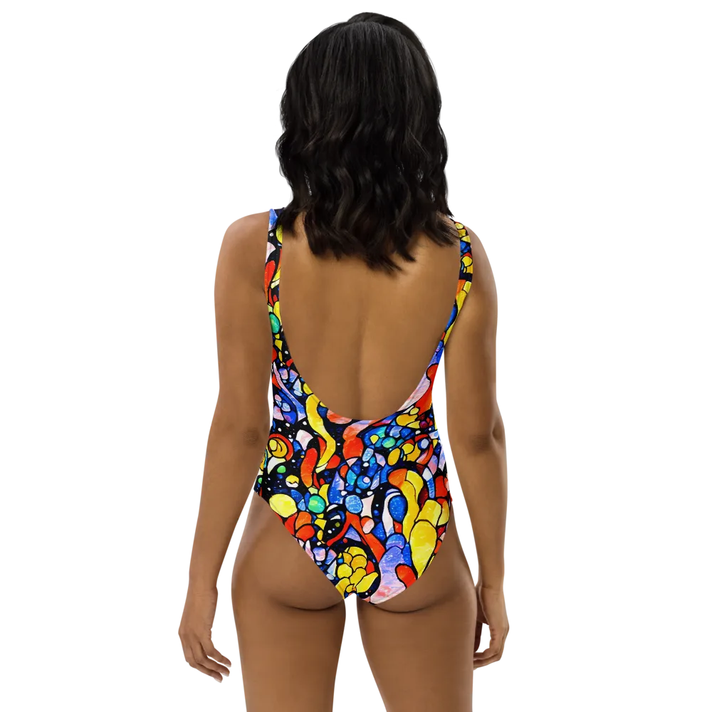 Supernova Symphony on One-Piece Swimsuit — Back