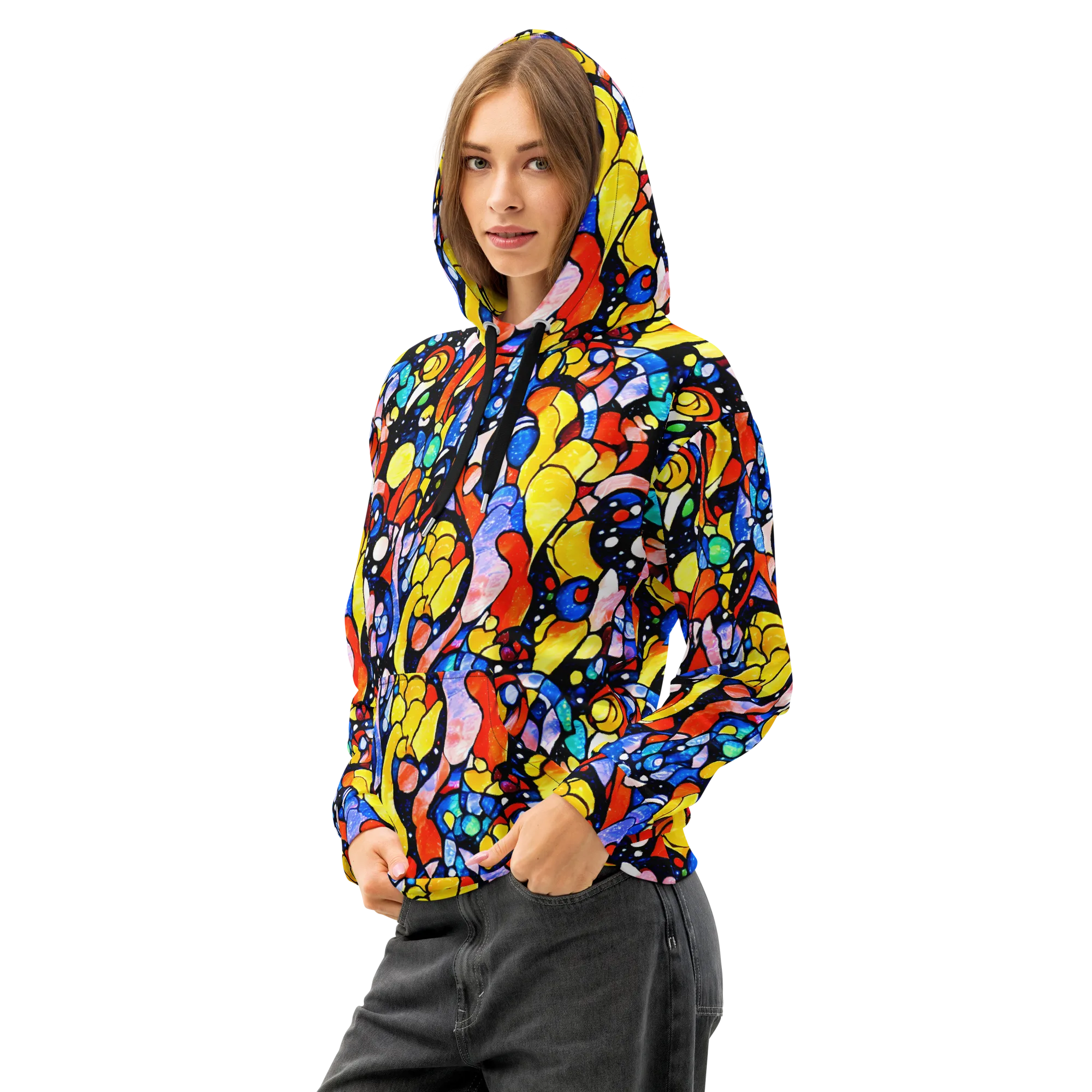 Supernova Symphony on Cotton Hoodie — Left Front