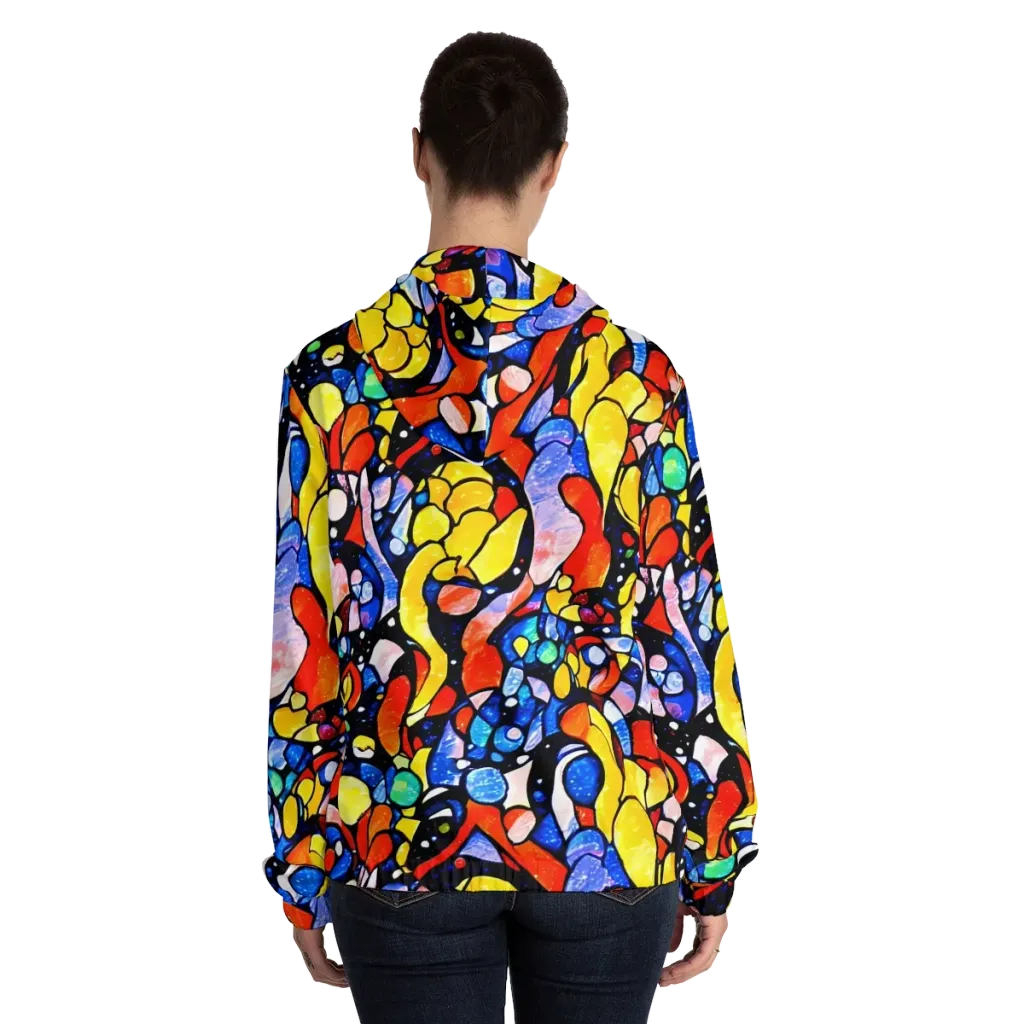 Supernova Symphony on Women's Full-Zip Hoodie — Back On Person