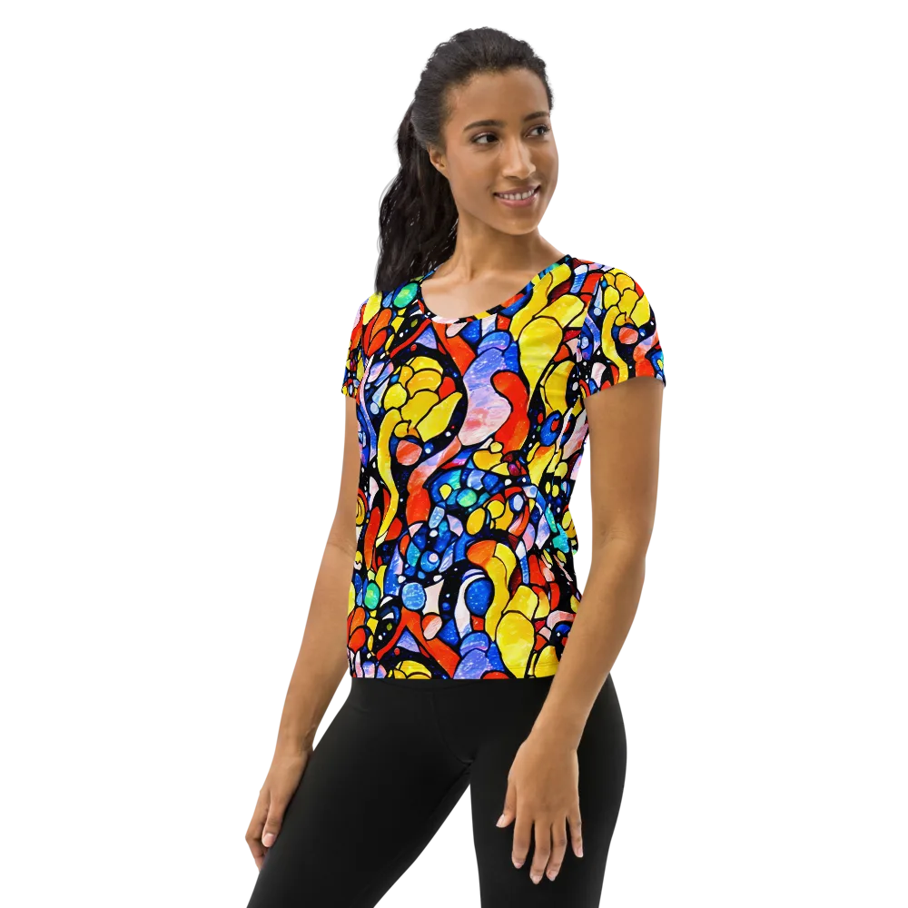 Supernova Symphony on Women's Athletic T-Shirt — Left