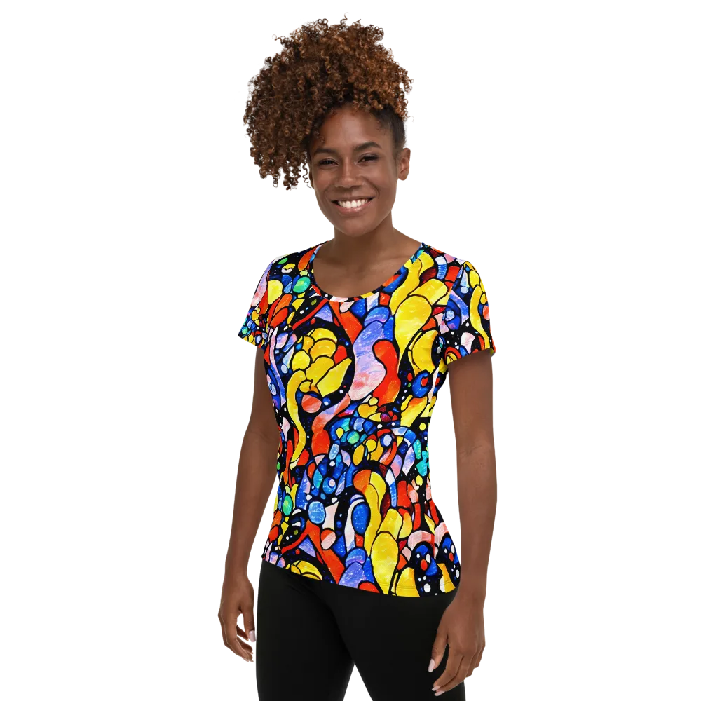 Supernova Symphony on Women's Athletic T-Shirt — Left