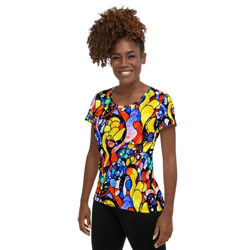 Supernova Symphony on a Women's Athletic T-Shirt