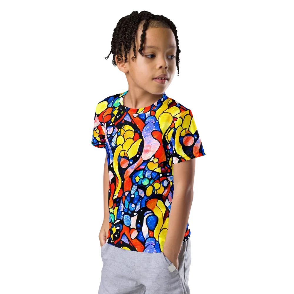 Supernova Symphony on Kids Crew Neck T-Shirt — Left Front