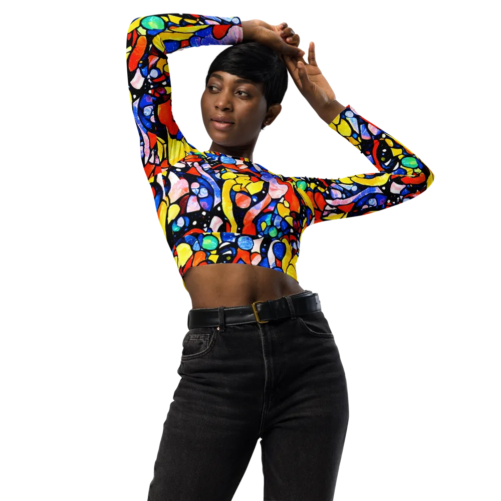 Supernova Symphony on Long Sleeve Crop Top — Front