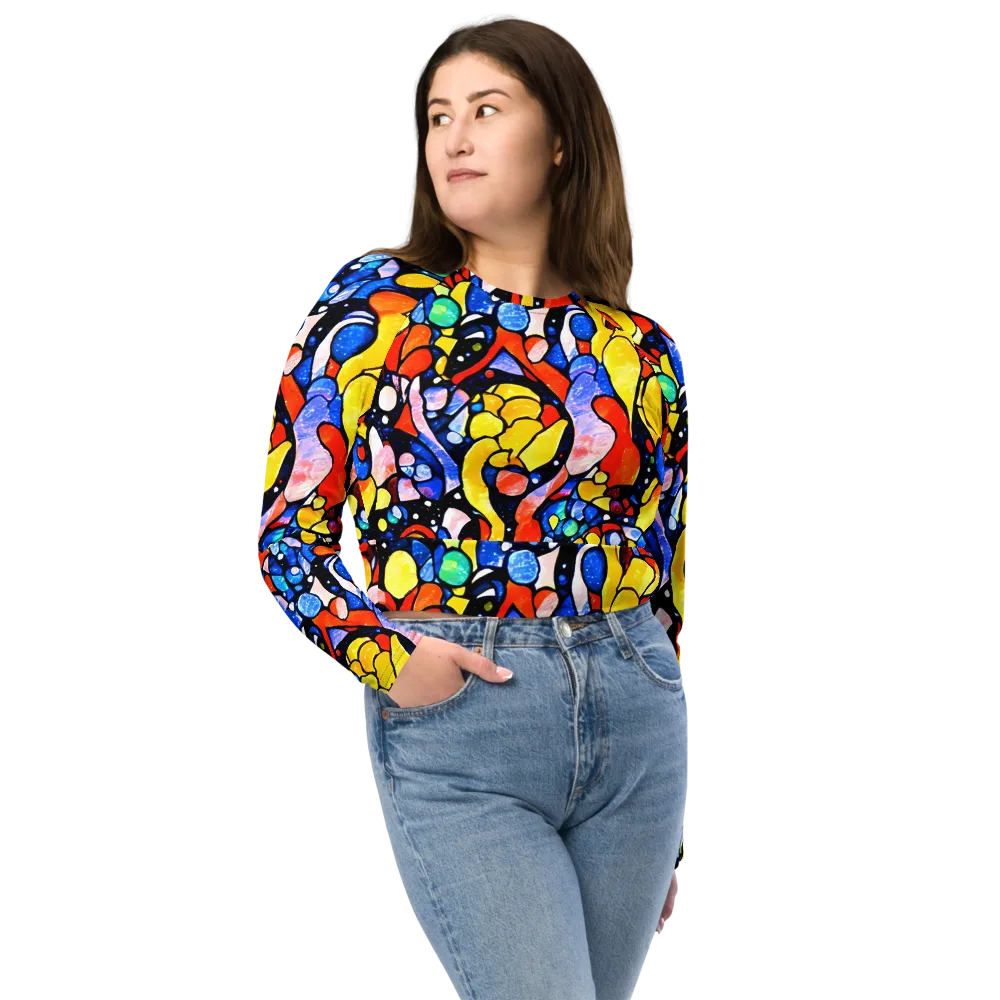Supernova Symphony on Long Sleeve Crop Top — Front