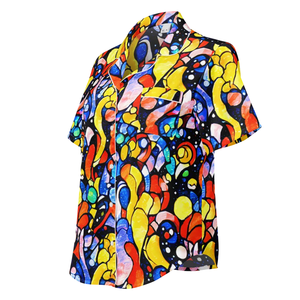 Supernova Symphony on Women's Short Sleeve Pajama Top — Left Front