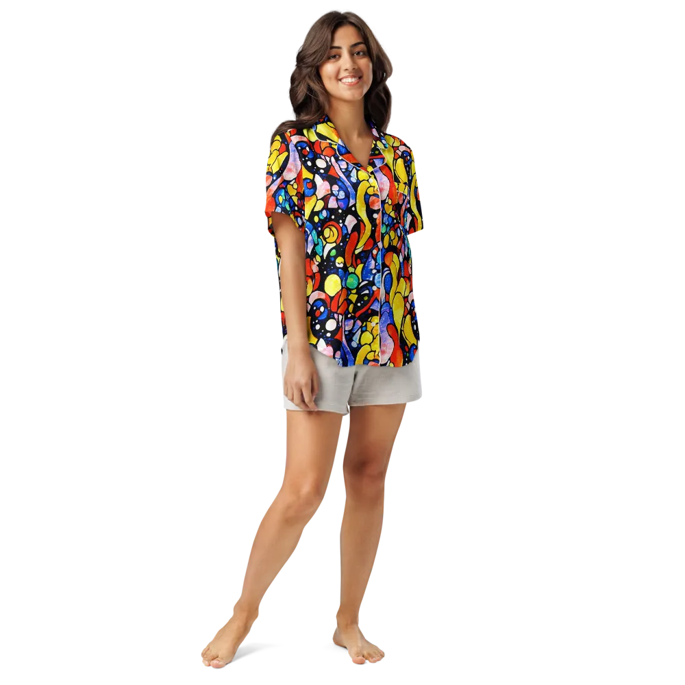 Supernova Symphony on Women's Short Sleeve Pajama Top — Front