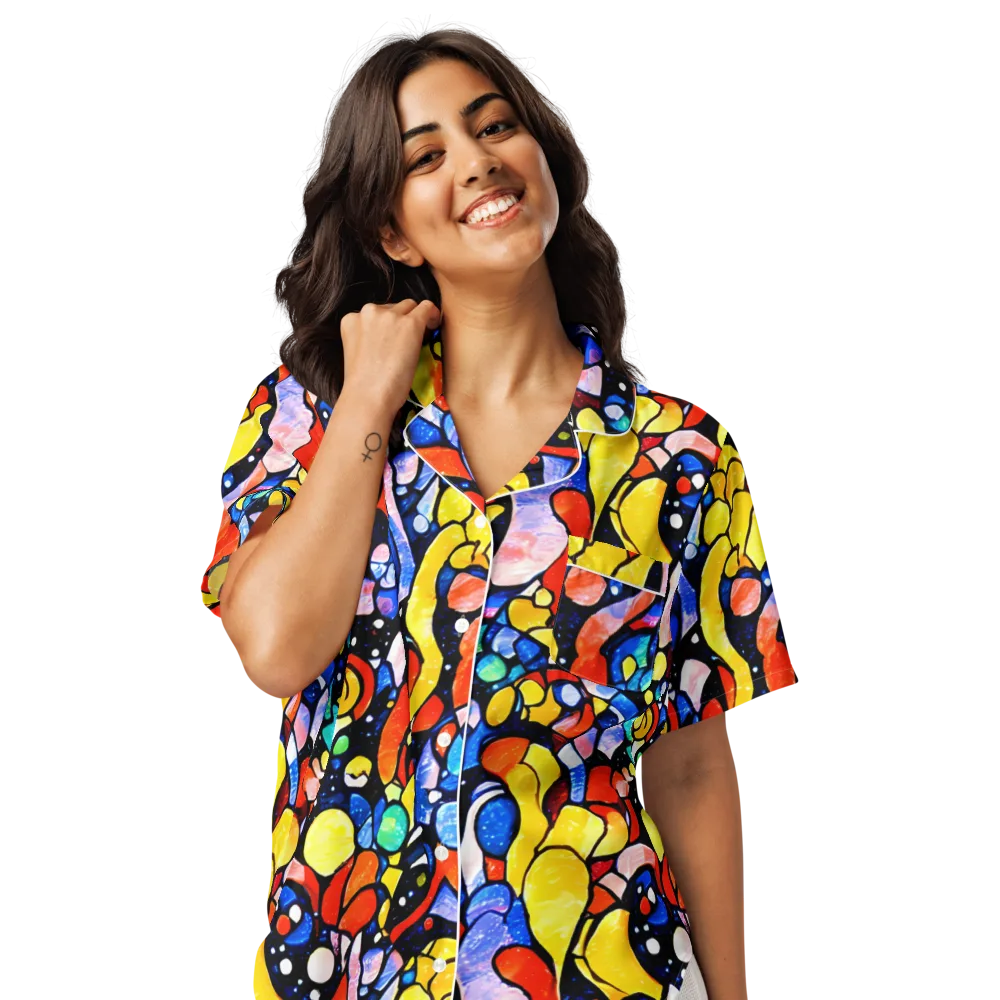 Supernova Symphony on Women's Short Sleeve Pajama Top — Front