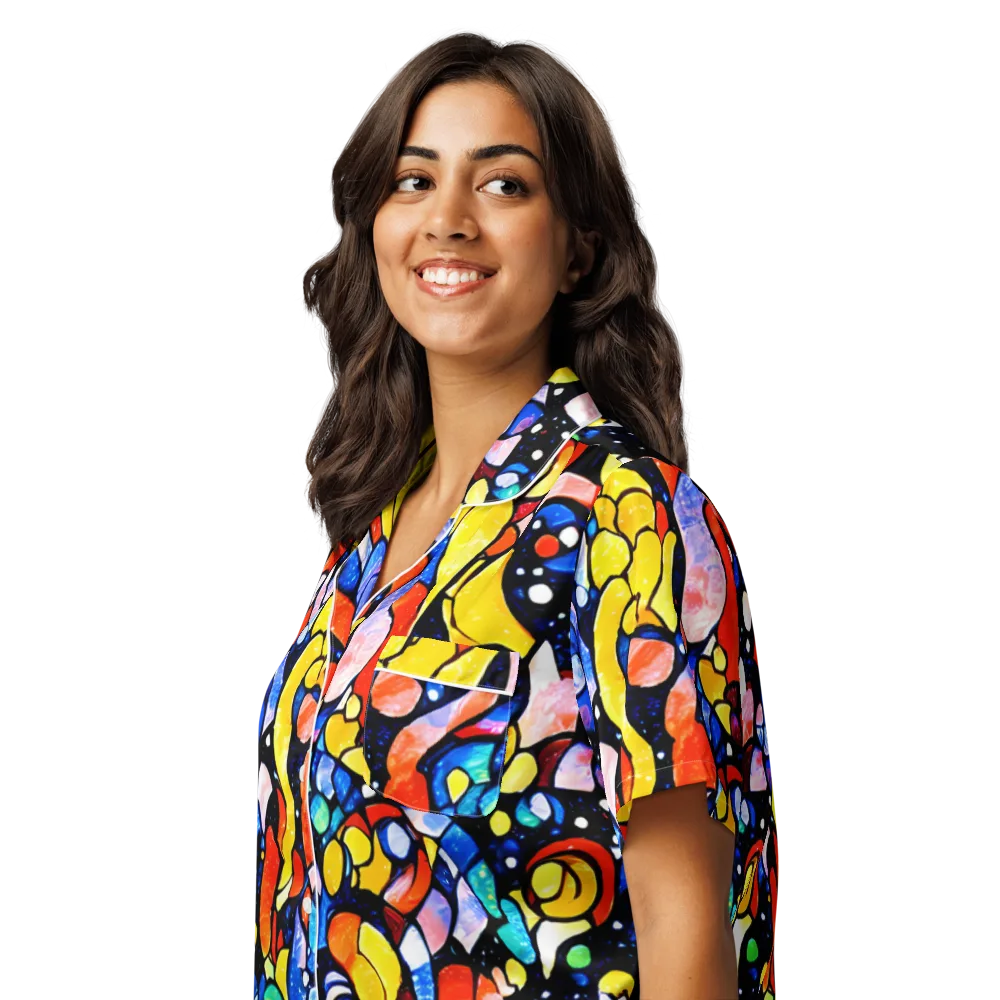 Supernova Symphony on Women's Short Sleeve Pajama Top — Left Front