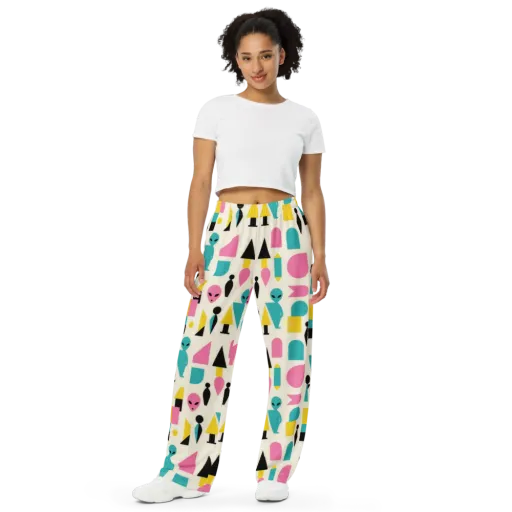 Alien Afterparty Wide-Leg Pants on model