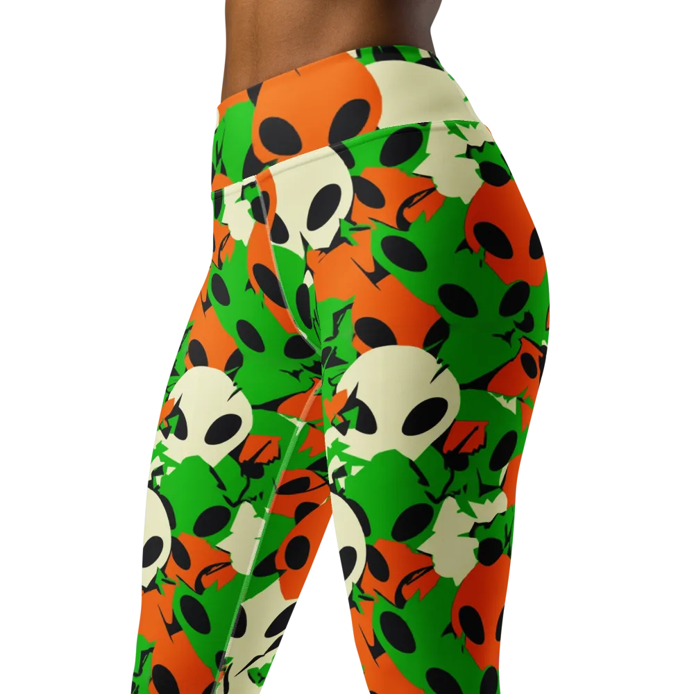 Electric Encounter on Yoga Leggings — Left Front