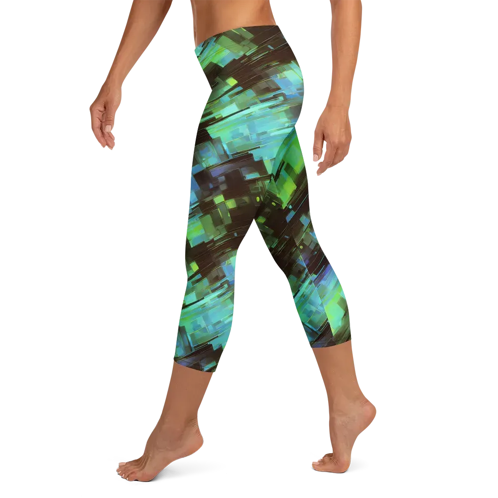 Cyber Shard on Capri Leggings — Left