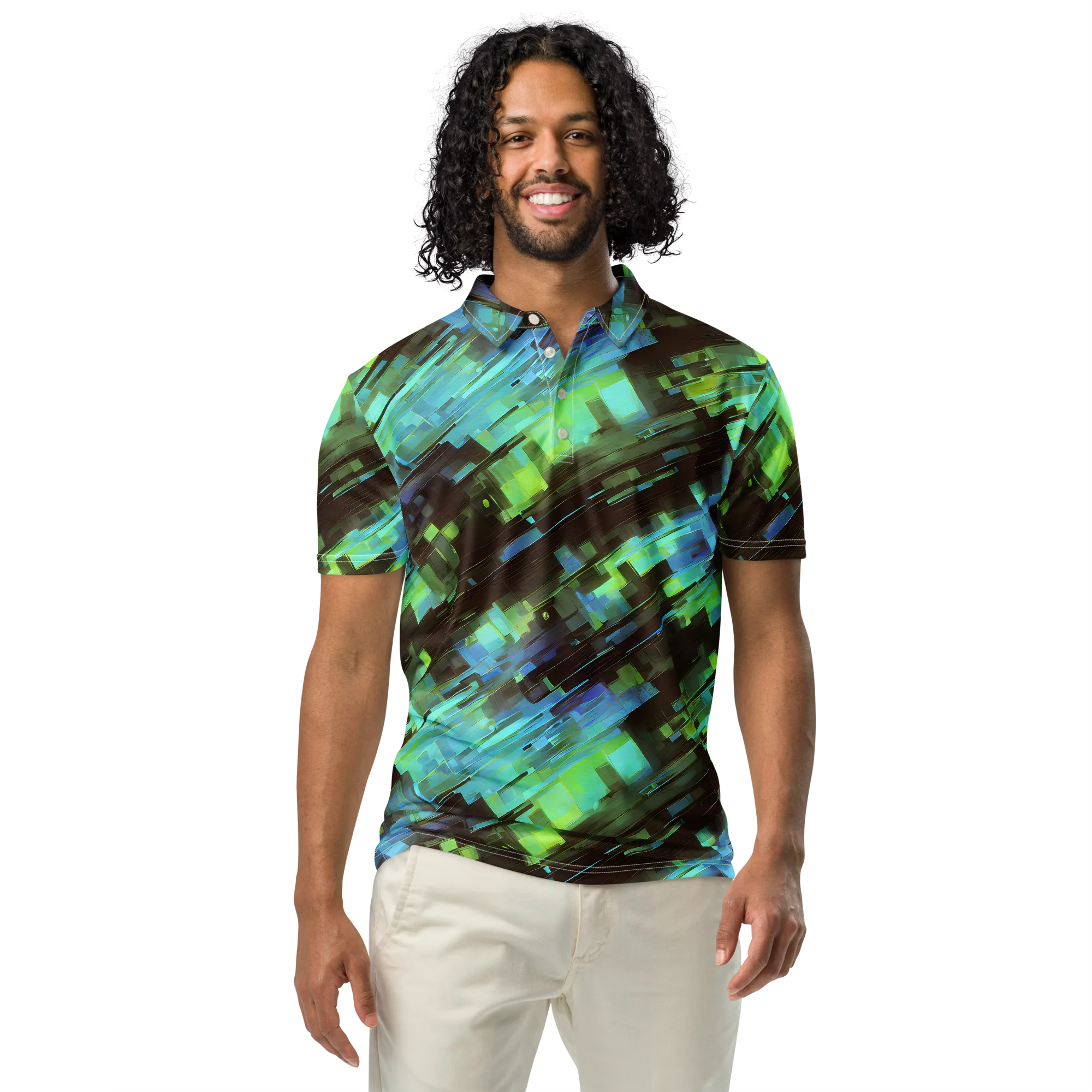 Cyber Shard on Men's Slim Fit Polo Shirt — Front