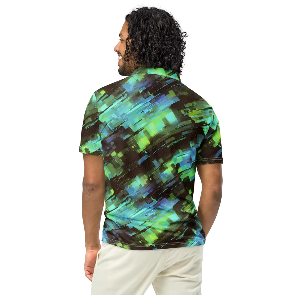 Cyber Shard on Men's Slim Fit Polo Shirt — Back