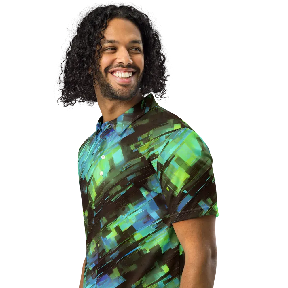 Cyber Shard on Men's Slim Fit Polo Shirt — Left Front