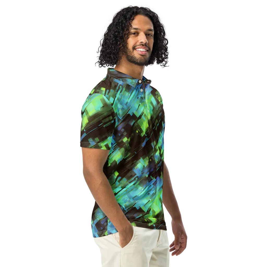 Cyber Shard on Men's Slim Fit Polo Shirt — Right Front