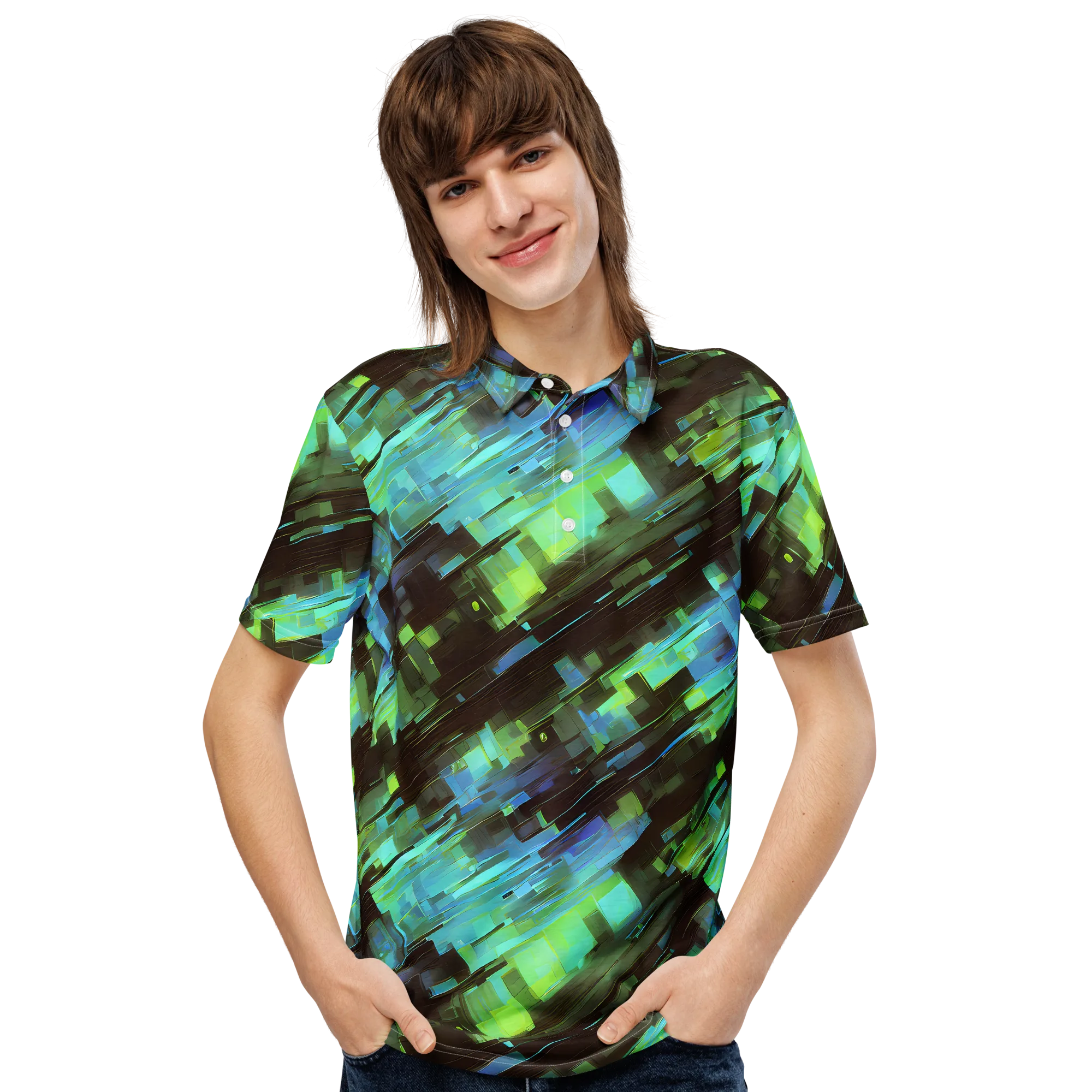 Cyber Shard on Men's Slim Fit Polo Shirt — Front