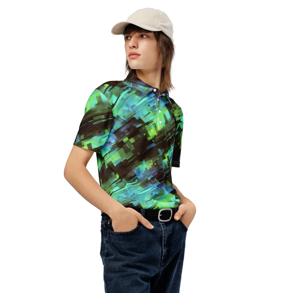 Cyber Shard on Men's Slim Fit Polo Shirt — Right Front