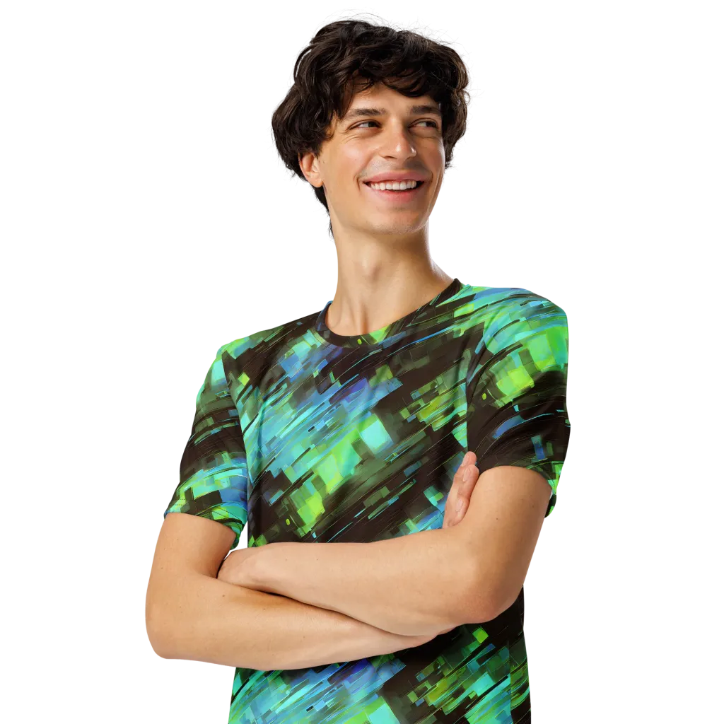 Cyber Shard on Men's Crew Neck T-Shirt — Left Front