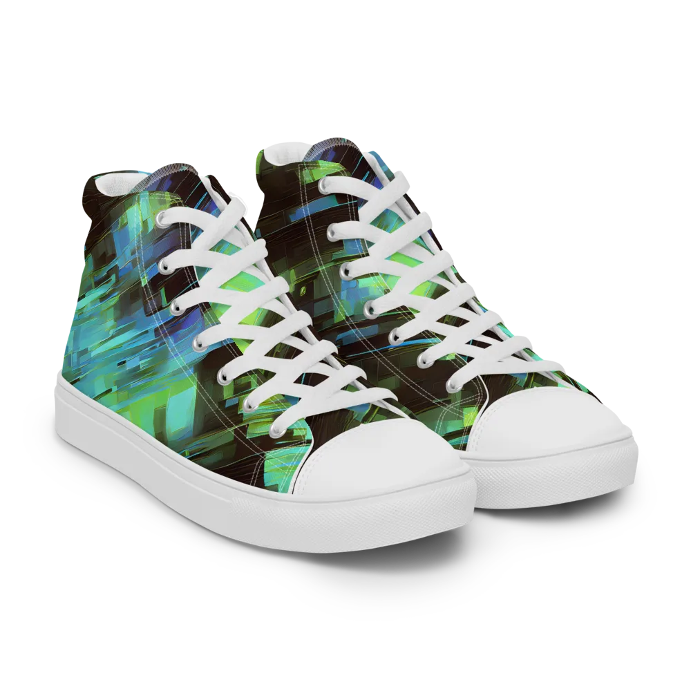 Cyber Shard on Men's High Top Canvas Shoes — Right Front