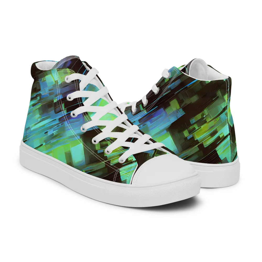 Cyber Shard on Men's High Top Canvas Shoes — Right