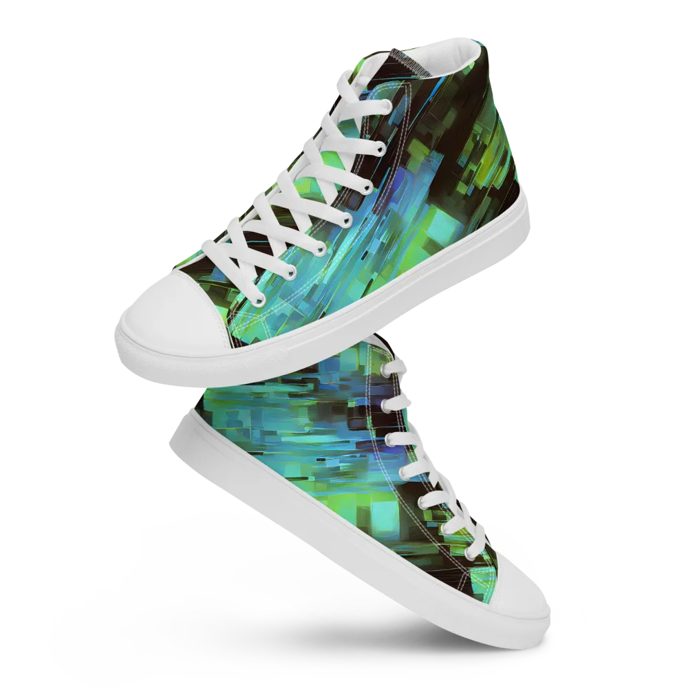 Cyber Shard on Men's High Top Canvas Shoes — Front