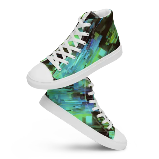 Cyber Shard on a Men's High Top Canvas Shoes