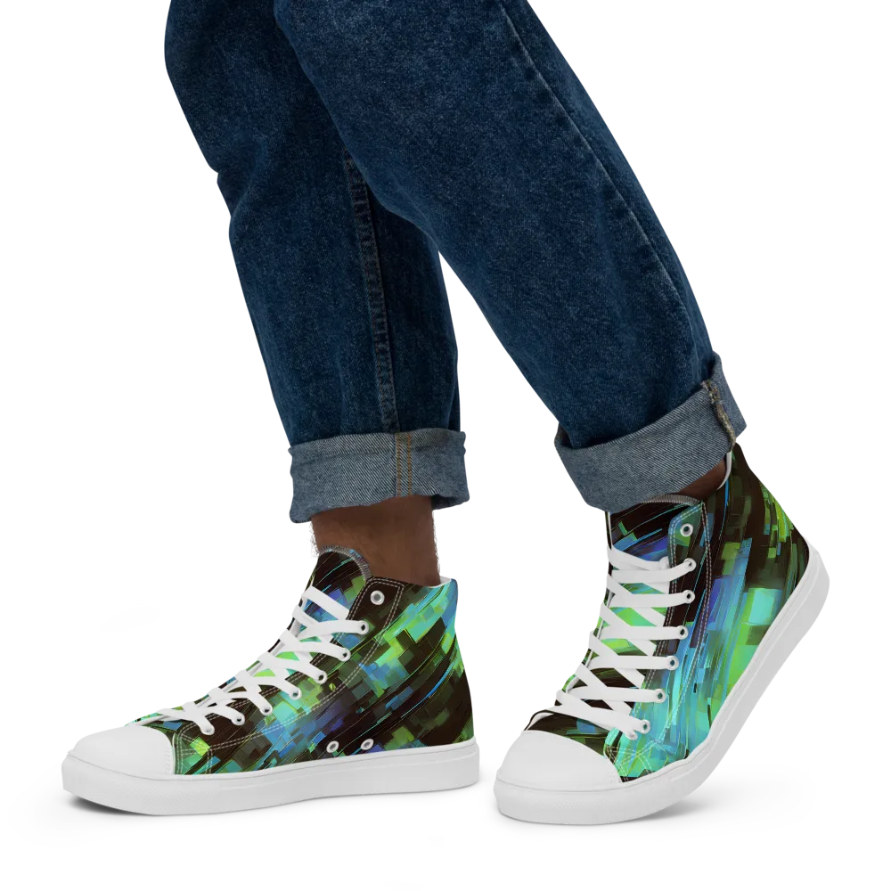 Cyber Shard on Men's High Top Canvas Shoes — Left